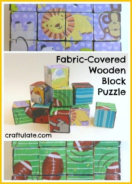 Fabric-Covered Wooden Block Puzzle