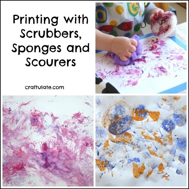 Printing with Scrubbers, Sponges and Scourers - toddler art activity