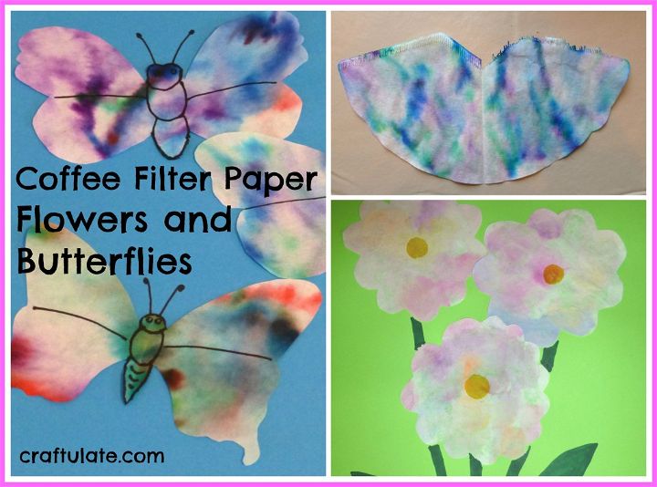 Coffee Filter Paper Flowers and Butterflies