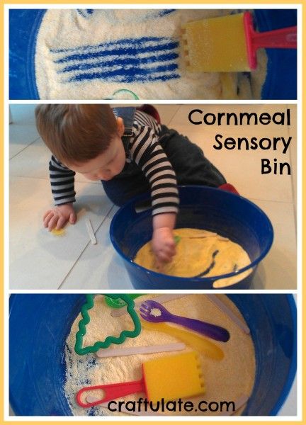 Cornmeal Sensory Bin - perfect for toddlers