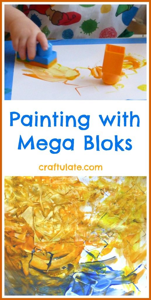 Painting with Mega Bloks - toddler art activity