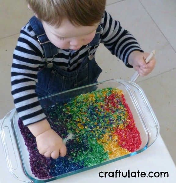 Coloured Rice for Sensory Play - Craftulate