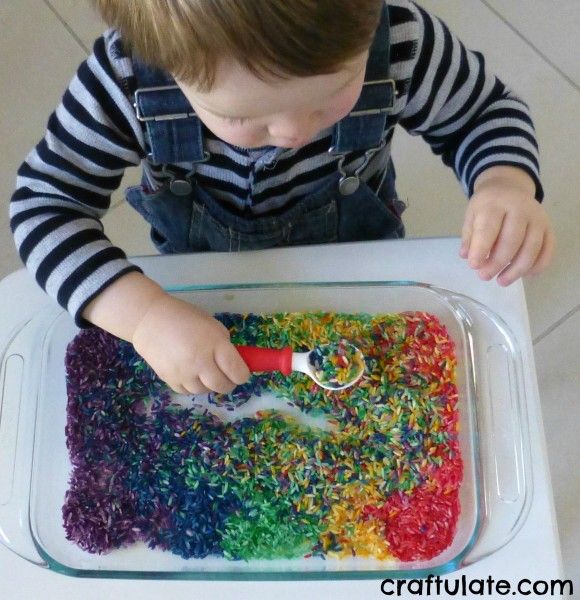 Coloured Rice for Sensory Play - Craftulate