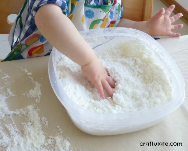 Indoor Snow for sensory play: if you don't have any outside - make your own!