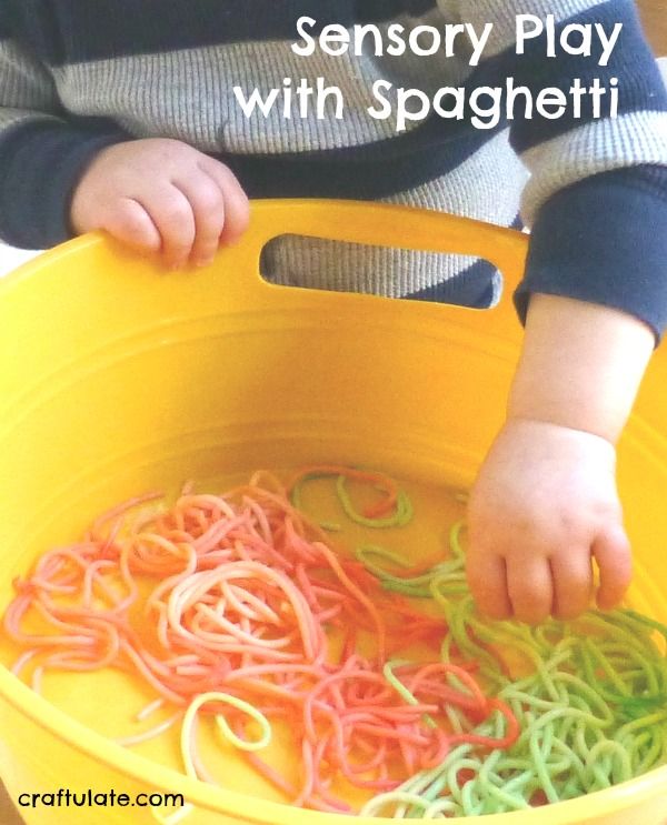 Sensory Play with Spaghetti - perfect for toddlers!