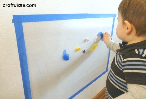 Sticky Wall Art for Toddlers - a fun process art activity