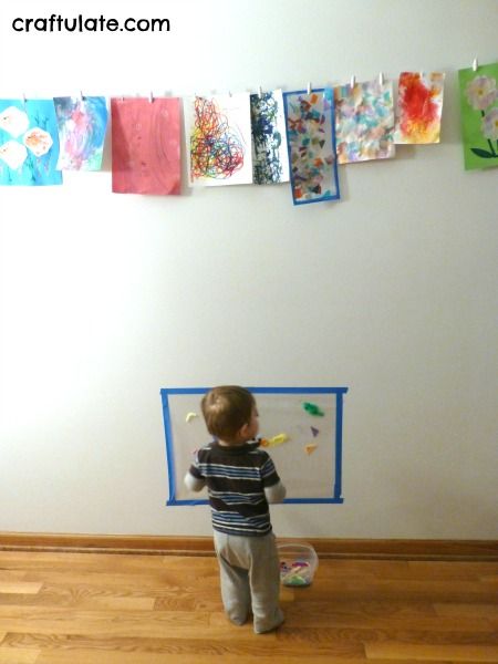 Sticky Wall Art for Toddlers - a fun process art activity