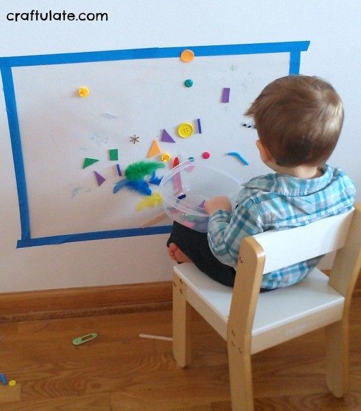 Sticky Wall Art for Toddlers - a fun process art activity