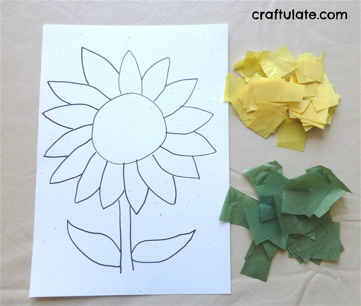 How to Make an Easy Tissue Paper Sunflower Craft • Kids Activities