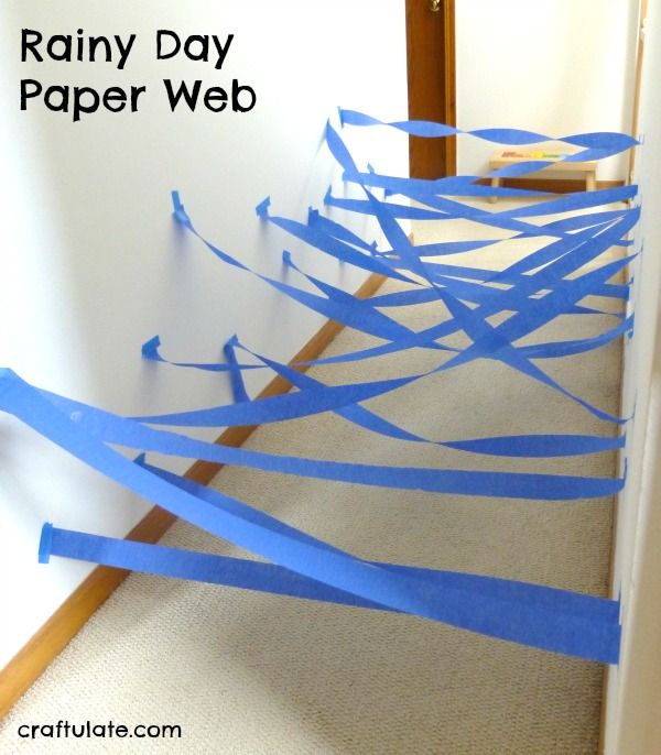 Rainy Day Paper Web - a fun gross motor activity for kids