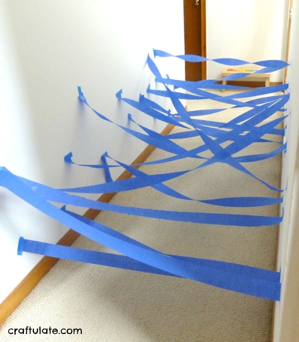 Rainy Day Paper Web - a fun gross motor activity for kids