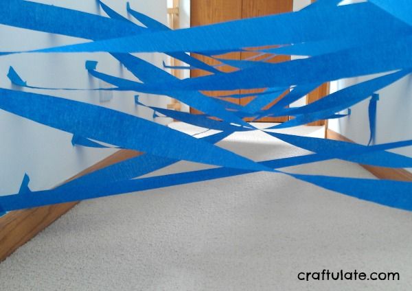 Rainy Day Paper Web - a fun gross motor activity for kids