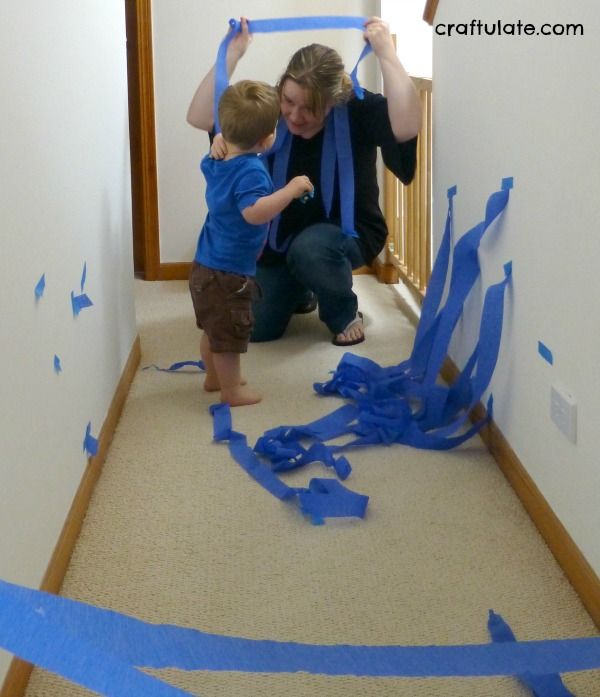 Rainy Day Paper Web - a fun gross motor activity for kids