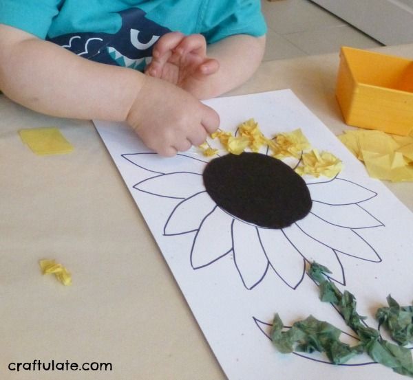 How to Make an Easy Tissue Paper Sunflower Craft • Kids Activities