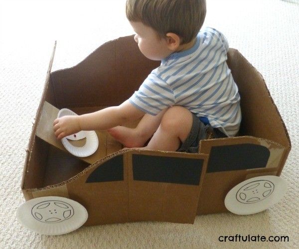 And automobiles.  Cardboard box crafts, Cardboard car, Diy for kids