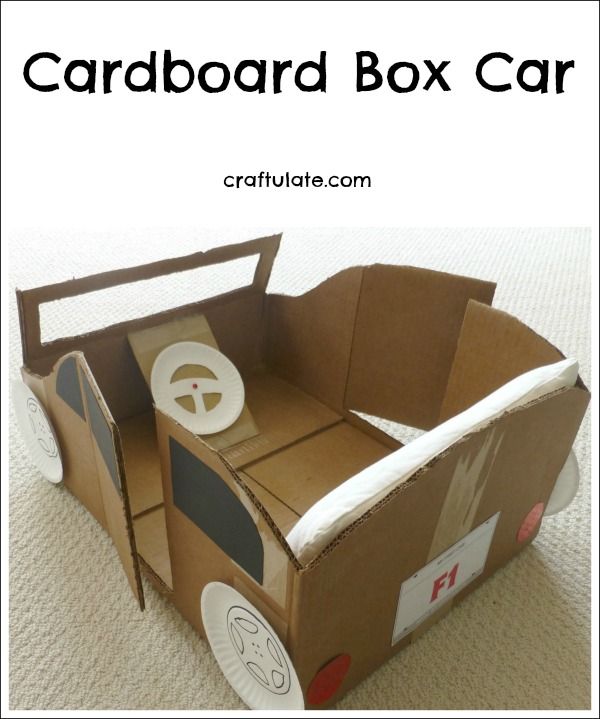 And automobiles.  Cardboard box crafts, Cardboard car, Diy for kids