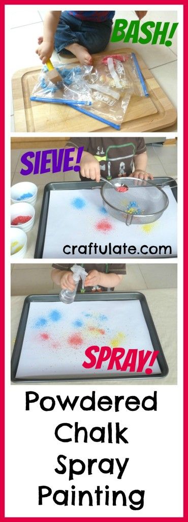 Powdered Chalk Spray Painting - fine motor fun and an art project!