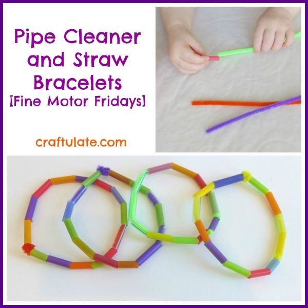 Pipe Cleaner and Straw Bracelets - a fine motor activity for toddlers