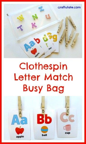 Clothespin Letter Match Busy Bag - learn letters and work on fine motor skills!
