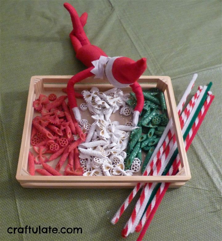Glittery Christmas Pasta Sensory Play