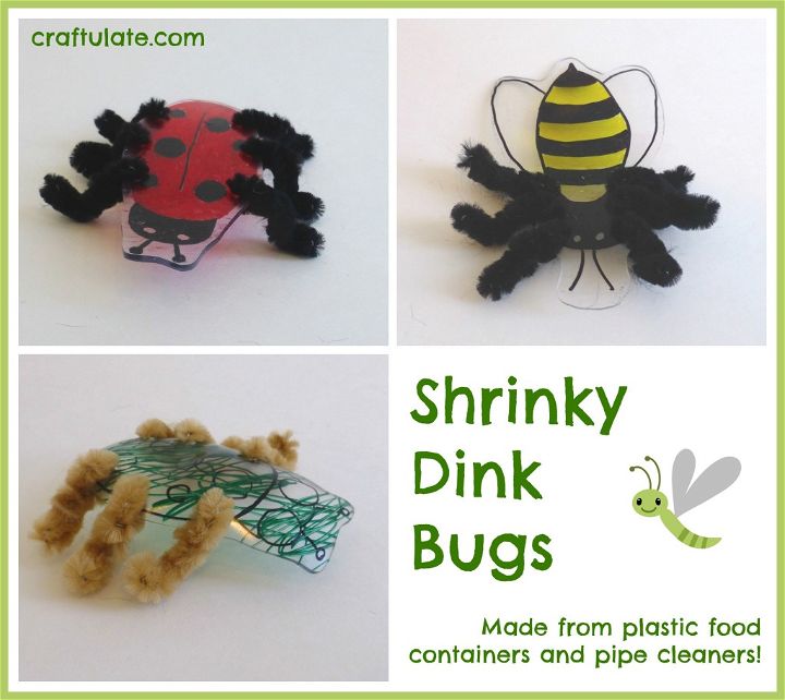Shrinky Dink Bugs - kids craft made from recycled plastic