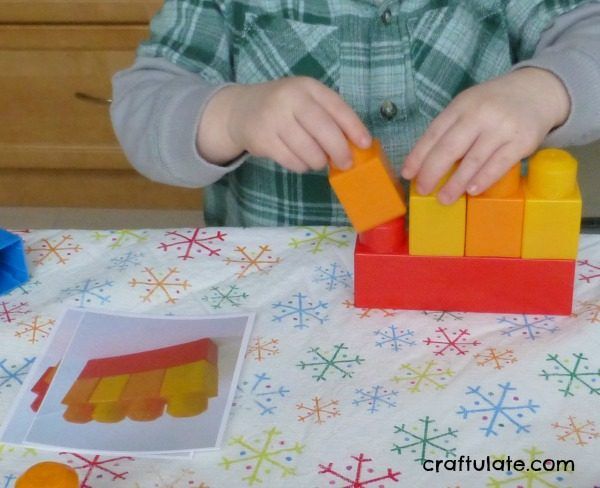 Copying Patterns with Building Blocks - fine motor practice