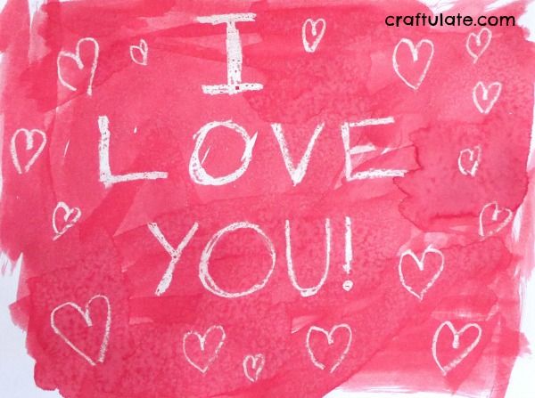 Crayon Resist Hearts - Valentine's Day art for kids