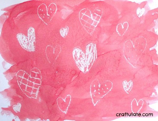 Crayon Resist Hearts - Valentine's Day art for kids