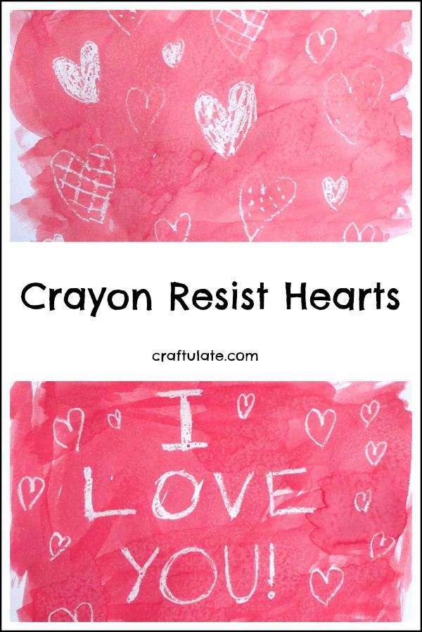 Crayon Resist Hearts - Valentine's Day art for kids