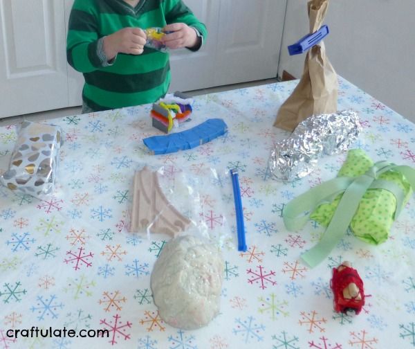 Train-Themed Unwrapping - fine motor activity