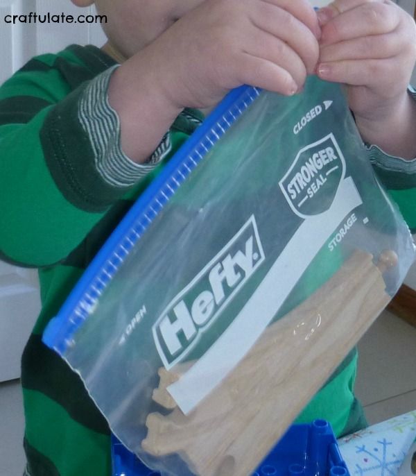 Train-Themed Unwrapping - fine motor activity