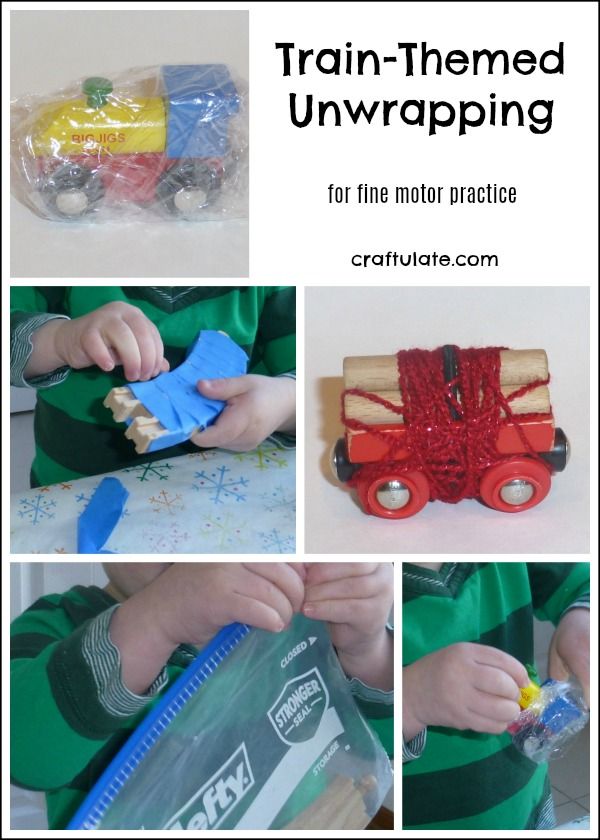 Train-Themed Unwrapping - fine motor activity