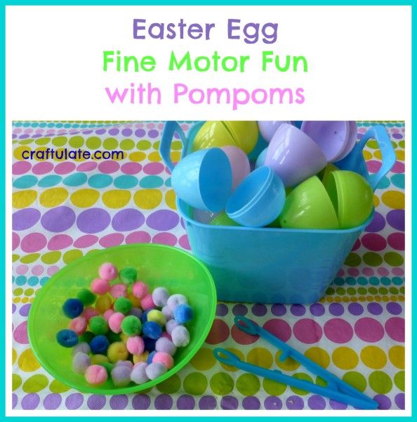 Easter Egg Fine Motor Fun with Pompoms from Craftulate