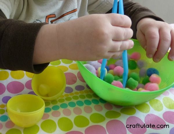 Easter Egg Fine Motor Fun with Pompoms