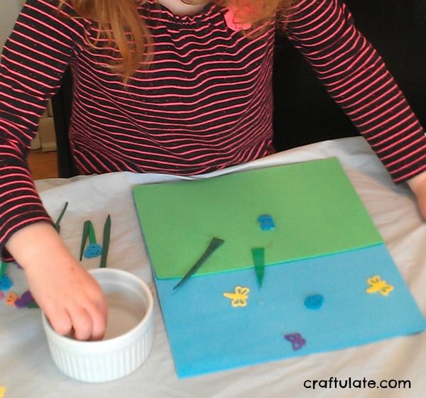 Craft Foam Collage - a fun reusable way to make art with water instead of glue!