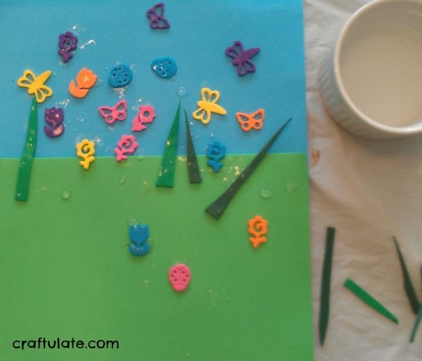 Craft Foam Collage - a fun reusable way to make art with water instead of glue!