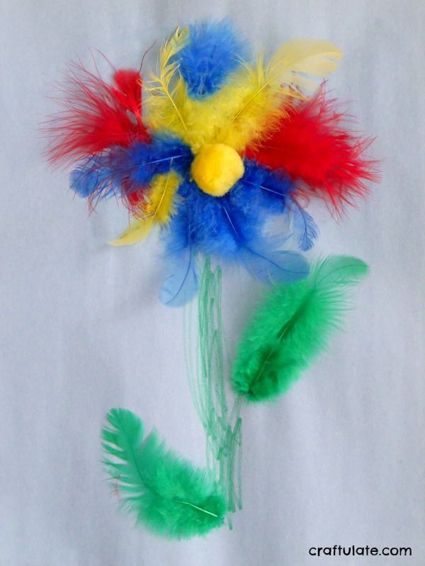 Feather Flower Craft - a fun spring craft for kids to make