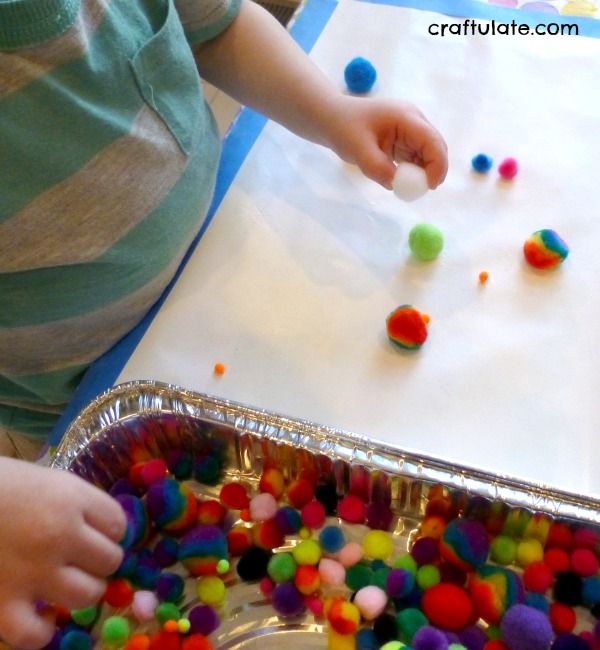 Pom Pom Collage For Toddlers - for fine motor practice