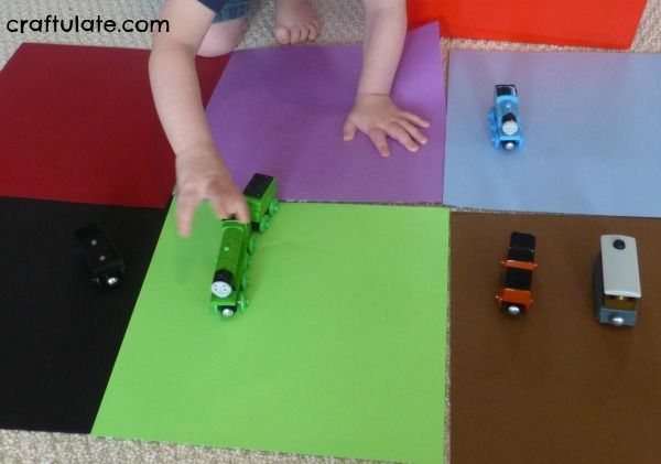 Color Sorting with Trains - a fun activity for toddlers