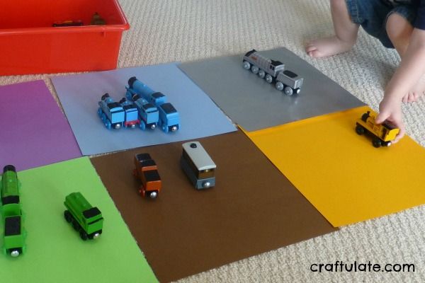 Color Sorting with Trains - a fun activity for toddlers