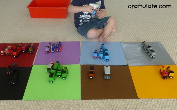 Color Sorting with Trains - a fun activity for toddlers