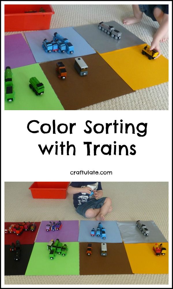 Color Sorting with Trains - a fun activity for toddlers