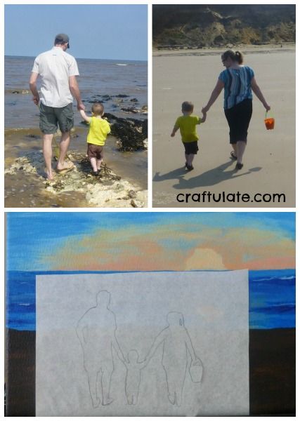 Beach Scene Family Silhouette Art