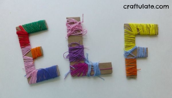 Thread-Wrapped Letters - fine motor skills for kids