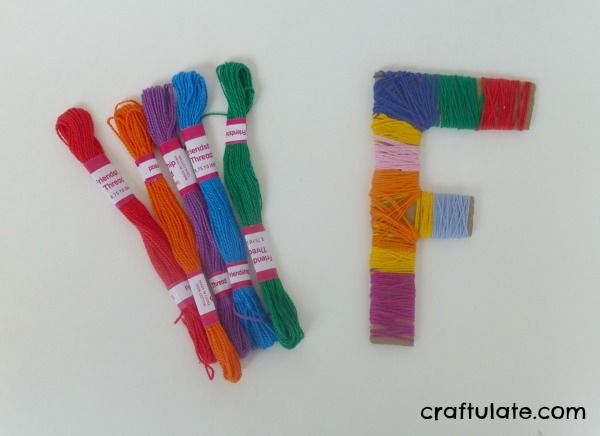 Thread-Wrapped Letters - fine motor skills for kids