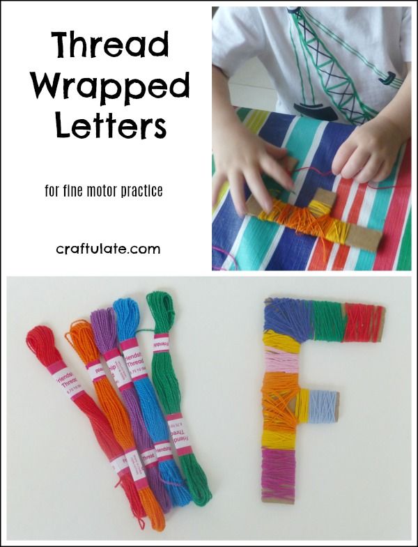 Thread-Wrapped Letters for fine motor practice