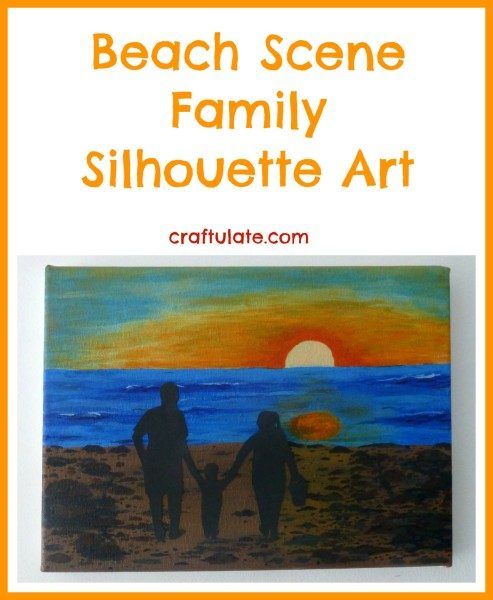 Beach Scene Family Silhouette Art