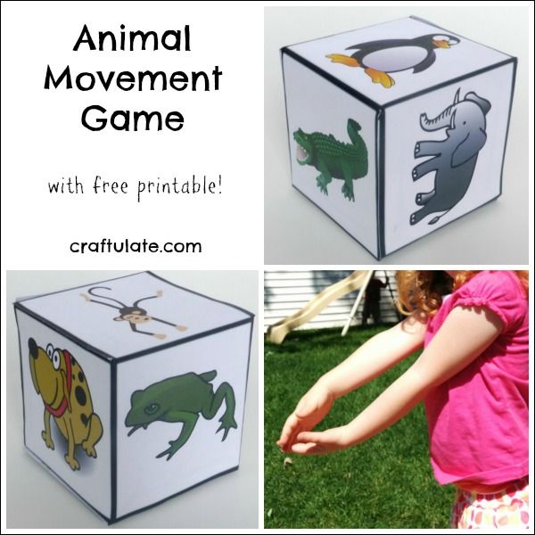 Animal Movement Game - gross motor fun for kids. With free printable.