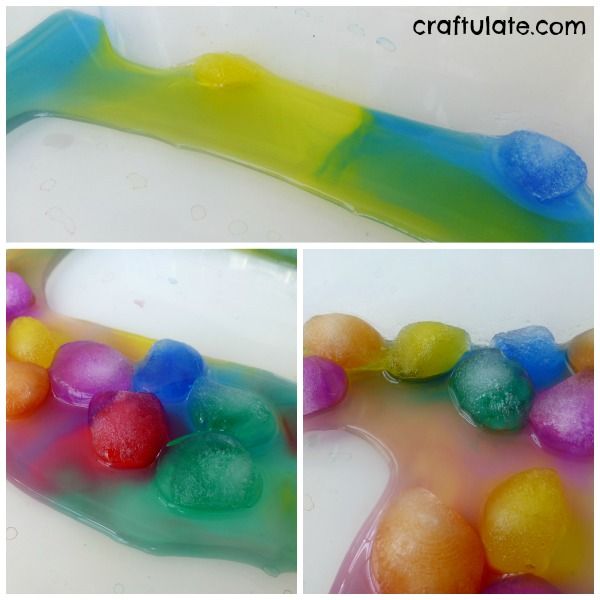 Rainbow Ice Ball Sensory Bin - icy colorful fun!