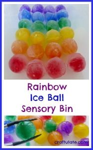 Rainbow Ice Ball Sensory Bin